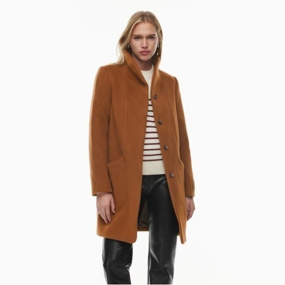 Aritzia Wilfred Cocoon Coat Brown Tan Women's Small Cashmere Wool Blend Peacoat